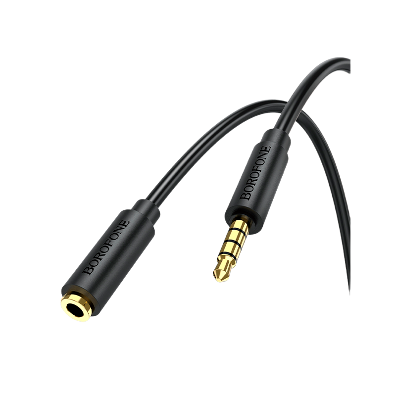 Кабель AUX Borofone BL12 Jack 3.5mm (m)-Jack 3.5mm (f) 1.0м ПВХ черный (1/63/252)