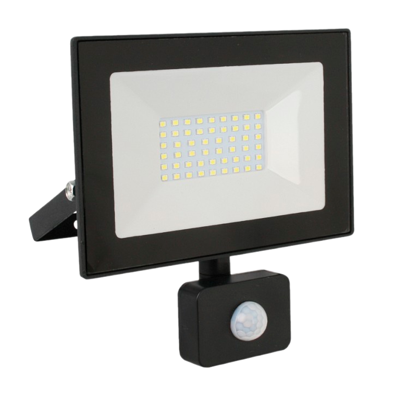 Прожектор светодиодный Ultraflash LFL-3002S 30W 230V IP65 6500К холодный с датчиком движения черный