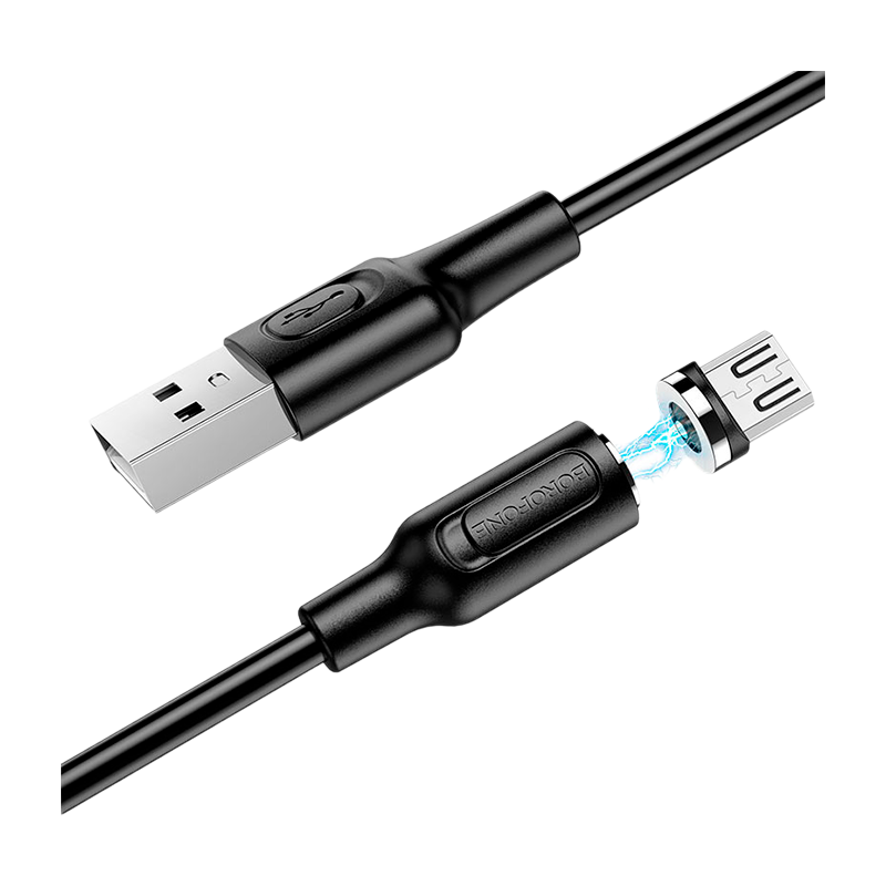 Кабель Borofone BX41 USB (m)-microUSB (m) 1.0м 2.4A ПВХ магнит черный (1/360)