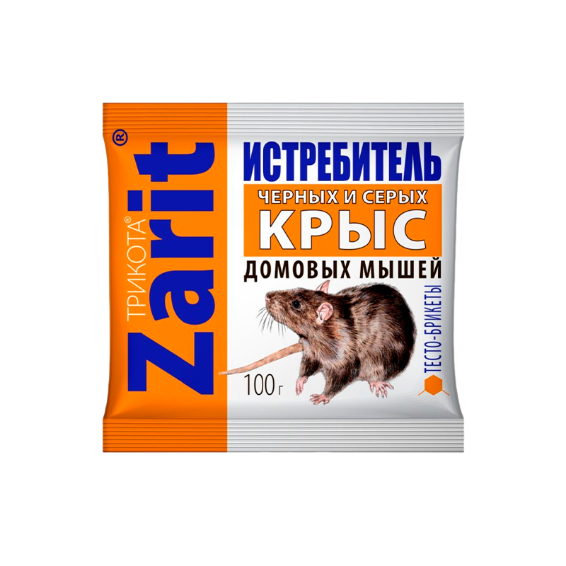 Тесто-брикеты Zarit Истребитель от крыс и мышей ТриКота 100г - 50шт./кор.