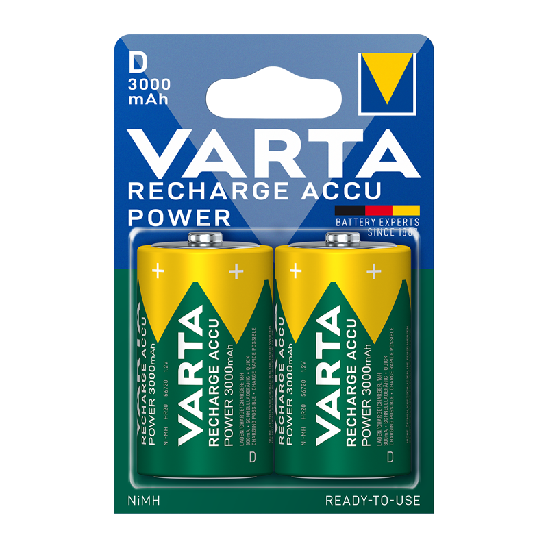 Аккумулятор предзаряженный RTU Varta R20 D BL2 NI-MH 3000mAh (2/20/100)