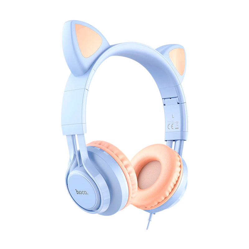 Наушники полноразмерные HOCO W36 Cat ear с микр. голубой (1/30)