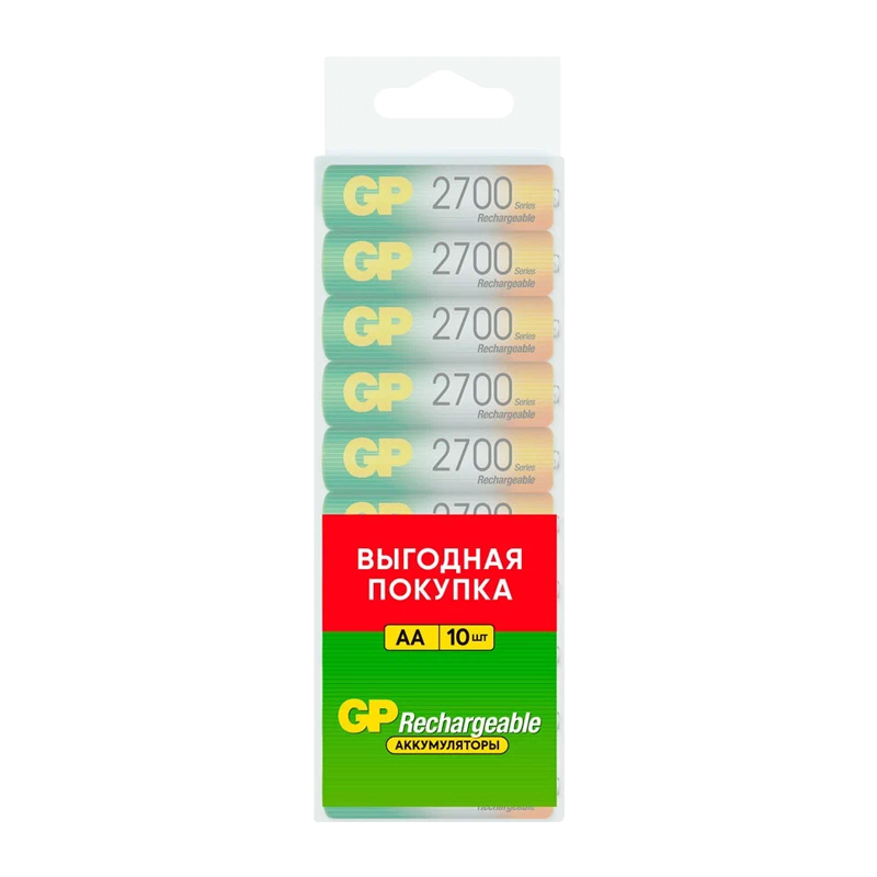 Аккумулятор бытовой GP HR6 AA BL10 NI-MH 2700mAh в пластиковой упаковке (10/200) R