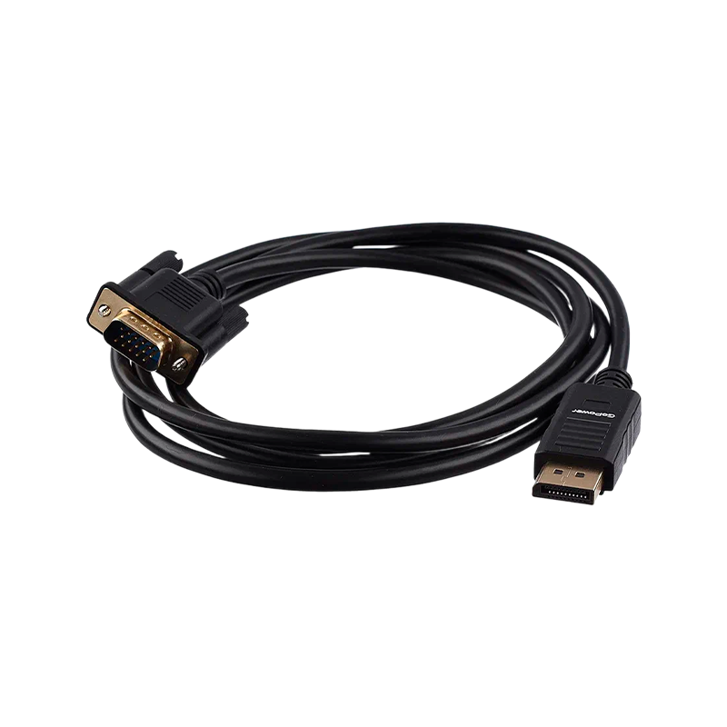 Кабель GoPower DisplayPort (m)-VGA (m) 1.8м ПВХ черный Premium Zip-Lock c подвесом (1/100)