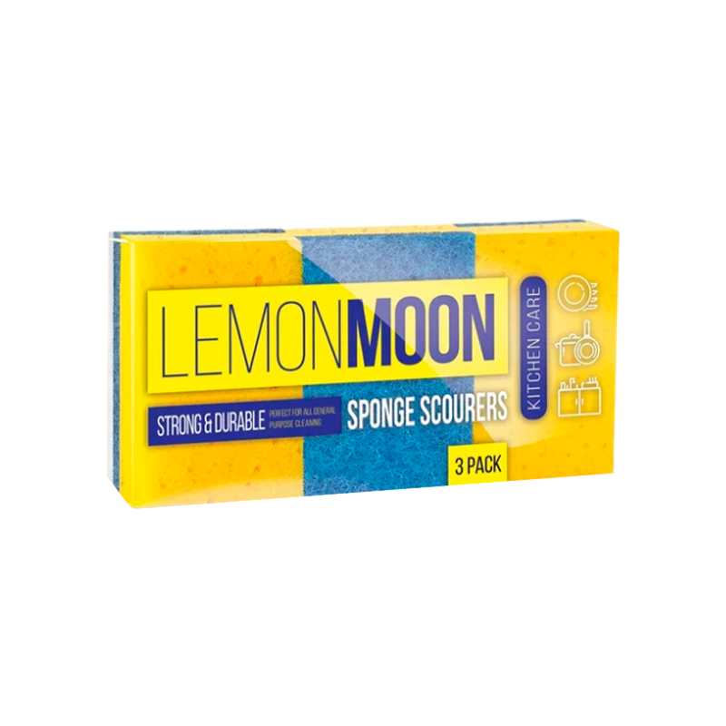 Губка Lemon Moon для посуды 96х64х35 поролон 3 шт (1/28)