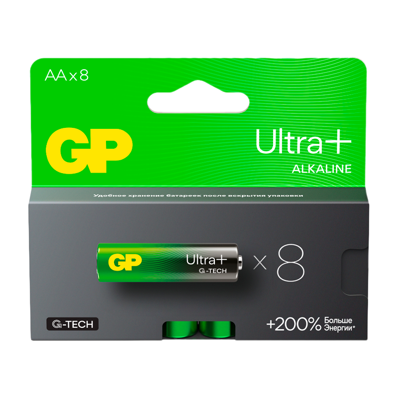 Батарейка GP ULTRA PLUS G-tech LR6 AA BL8 Alkaline 1.5V (8/96/768)
