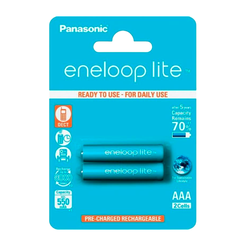 Аккумулятор предзаряженный RTU Panasonic HR03 AAA BL2 NI-MH eneloop lite DECT 550mAh (2/20/240)