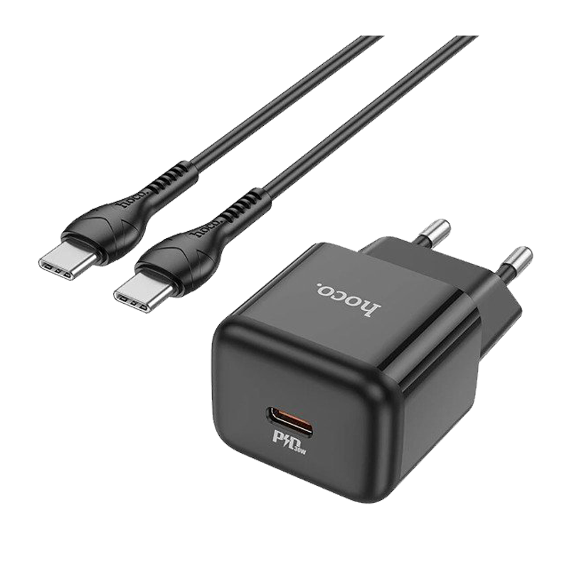 Сетевое З/У HOCO N32 Type-C 30W PD3.0 с кабелем Type-C-Lightning черный (1/13/130)