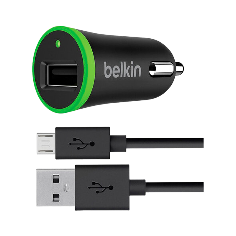 Автомобильное З/У Belkin F8J090bt04 1USB 2.1A с кабелем microUSB черный