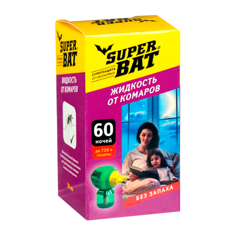 Жидкость от комаров SuperBAT 60 ночей 45мл (1/24)