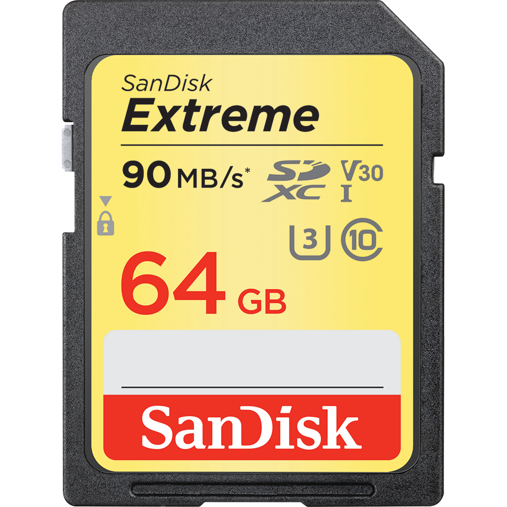 Карта памяти SD SanDisk EXTREME 64GB Class10 UHS-I (U3) 90 МБ/сек V30