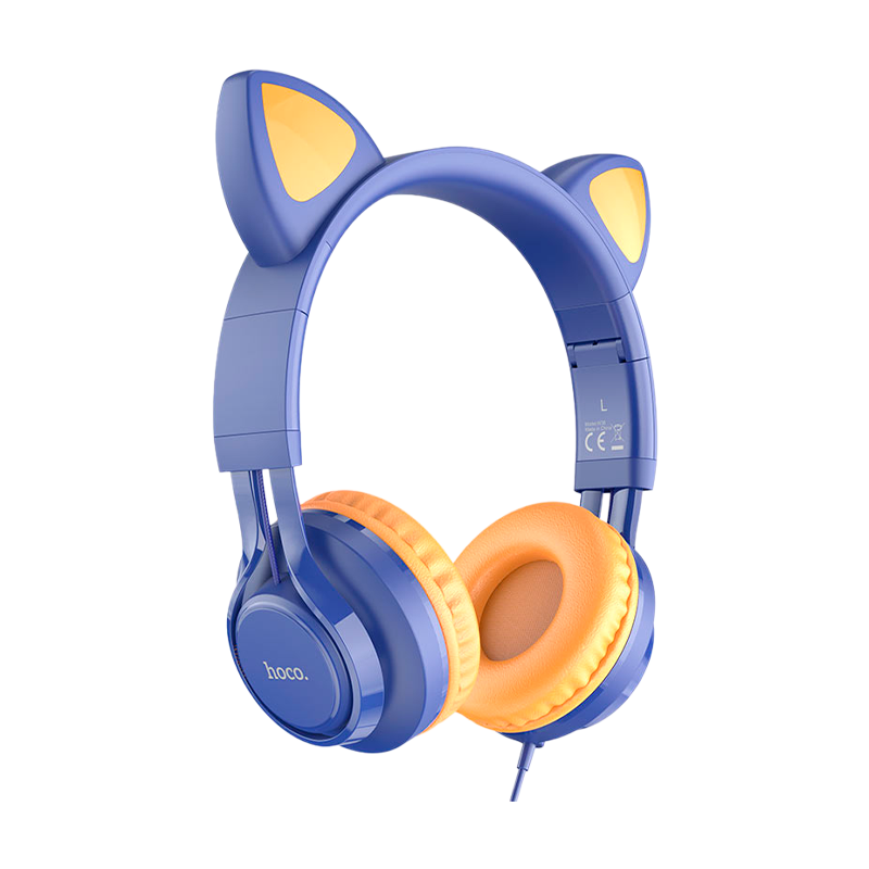 Наушники полноразмерные HOCO W36 Cat ear с микр. синий (1/30)