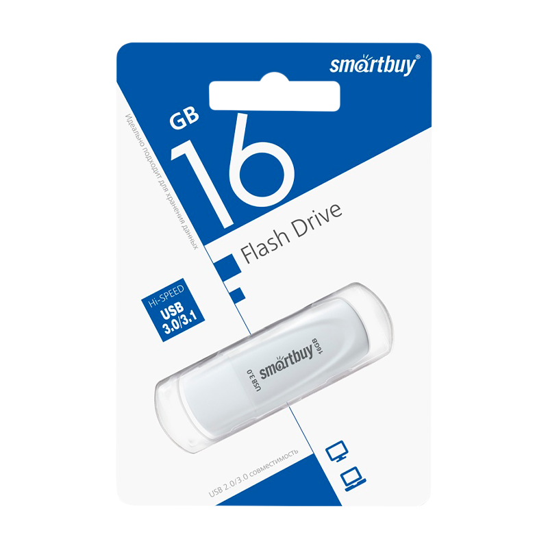 Флеш-накопитель Smartbuy Scout 16GB USB3.0 пластик белый