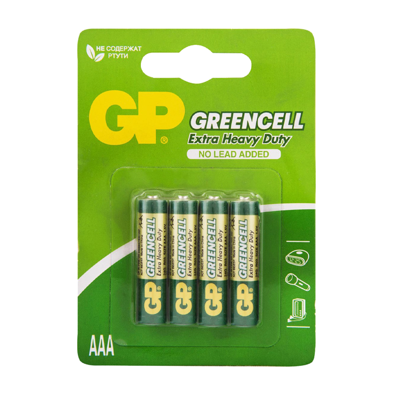 Батарейка GP GreenCell R03 AAA BL4 Heavy Duty 1.5V (4/40/480)