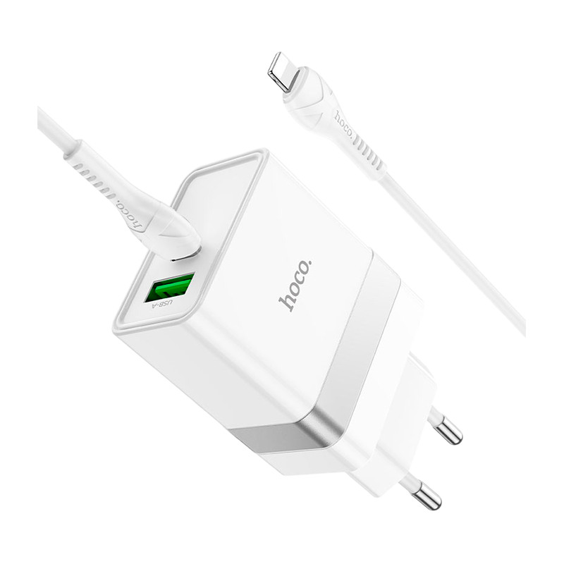 Сетевое З/У HOCO N21 1USB/Type-C 30W PD3.0 с кабелем Type-C-Type-C белый (1/12/120)