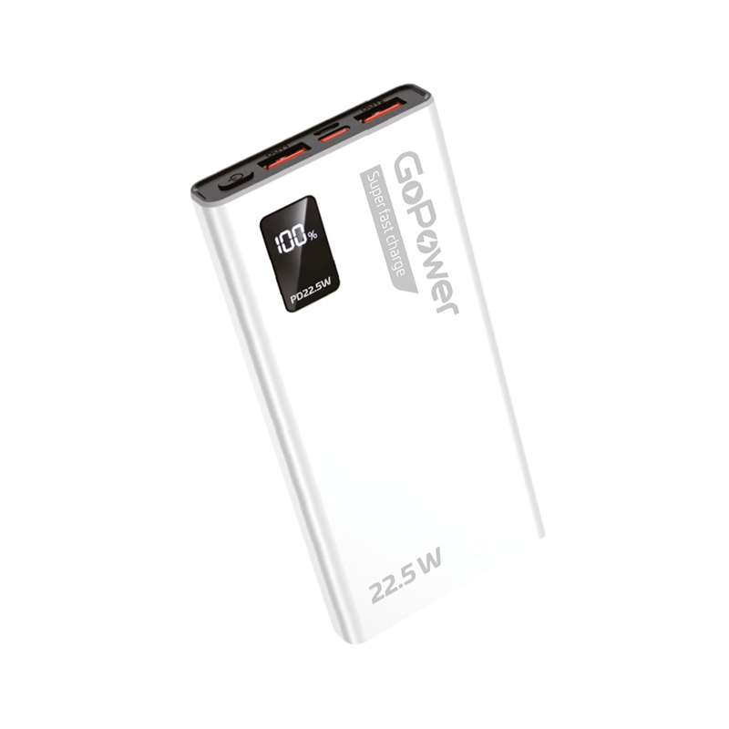 Внешний аккумулятор GoPower PB03-10 10000mAh 3.0A 22.5W 2USB/Type-C белый (1/50)