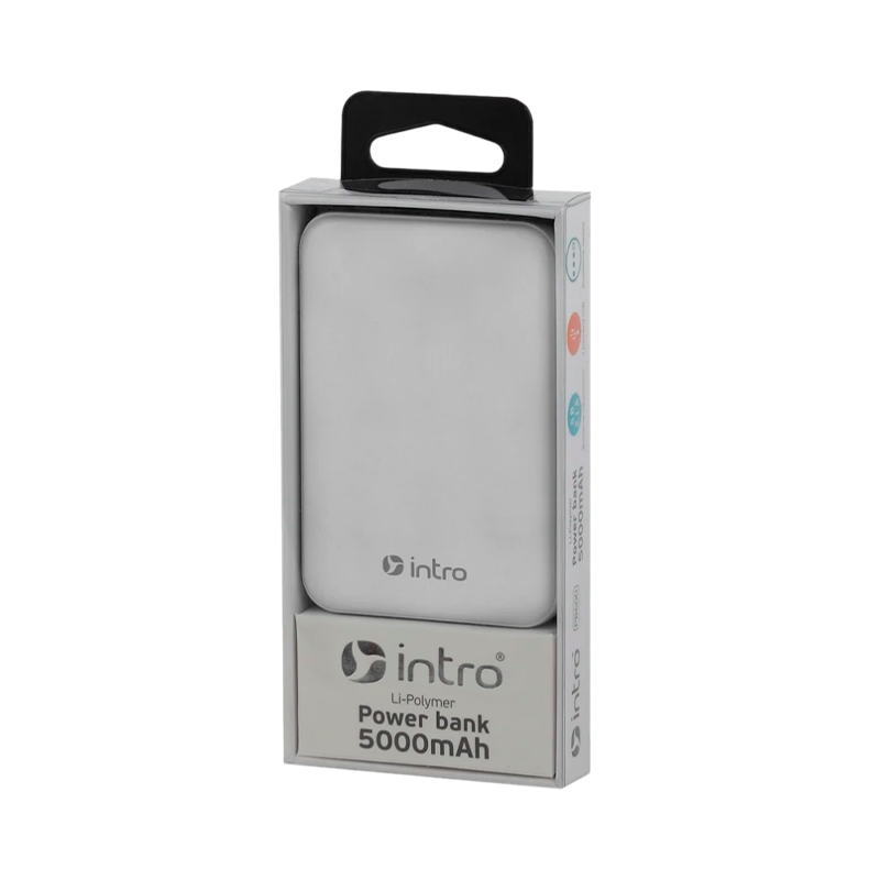 Внешний аккумулятор Intro PB600 5000mAh 2.0A 2USB/Type-C белый (1/50)
