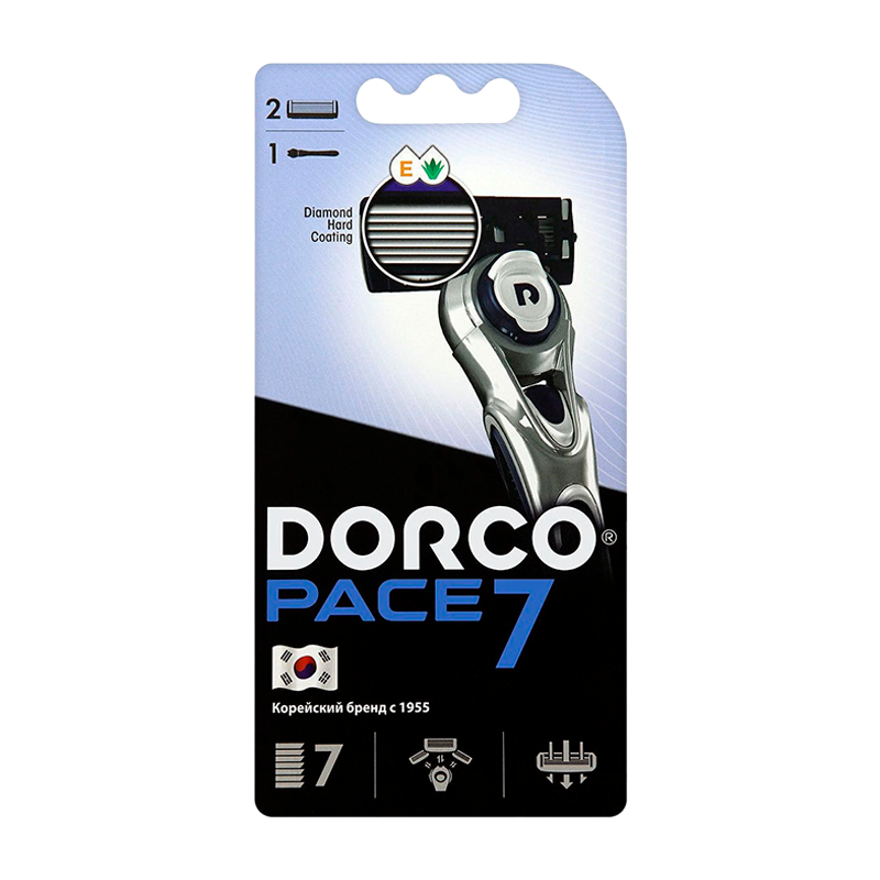 Бритва DORCO PACE7 SVA 1002 7 лезвий 2 кассеты пластиковая ручка (1/8)