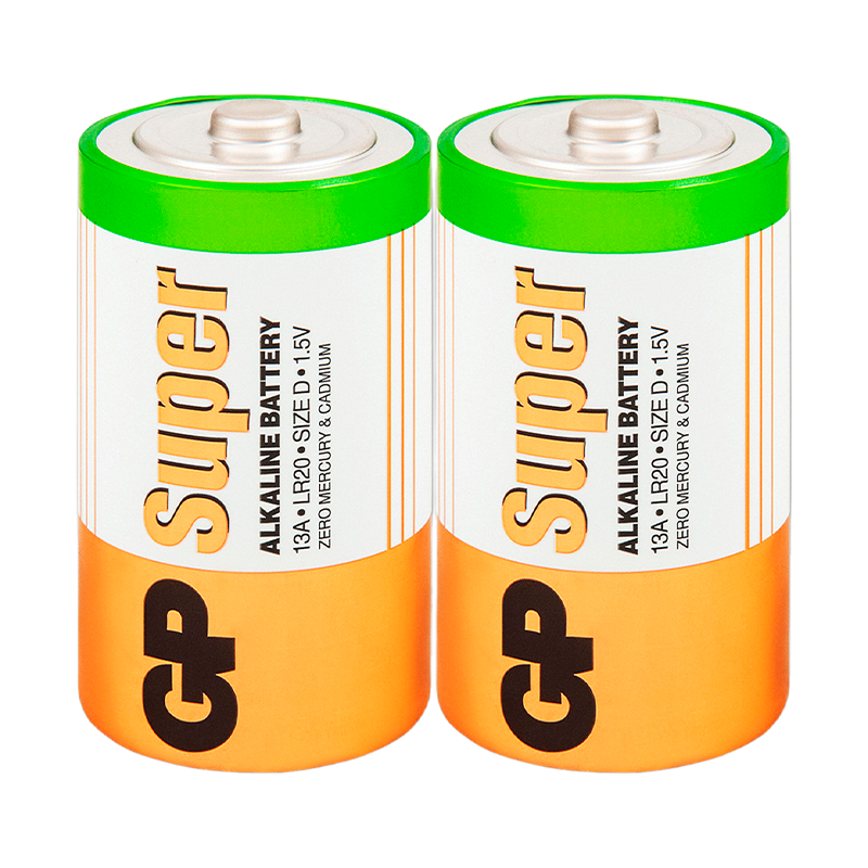 Батарейка GP Super LR20 D Shrink 2 Alkaline 1.5V (2/20/160) R