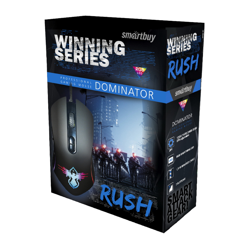 Мышь проводная Smartbuy 720G RUSH Dominator игровая USB черный (1/40)
