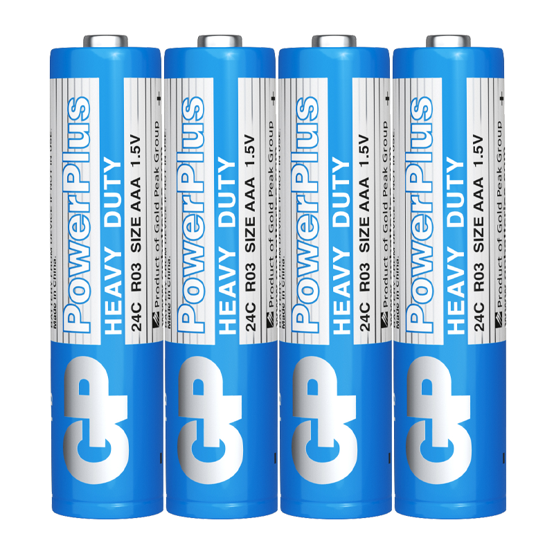 Батарейка GP PowerPlus R03 AAA Shrink 4 Heavy Duty 1.5V (4/40/200/1000) R