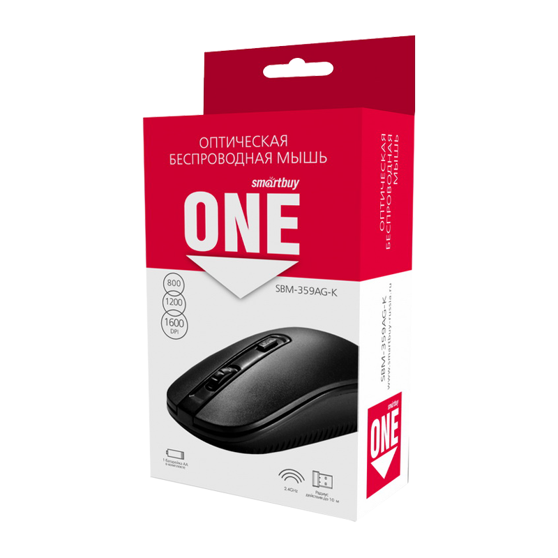 Мышь беспроводная Smartbuy 359AG ONE классическая USB черный (1/100)