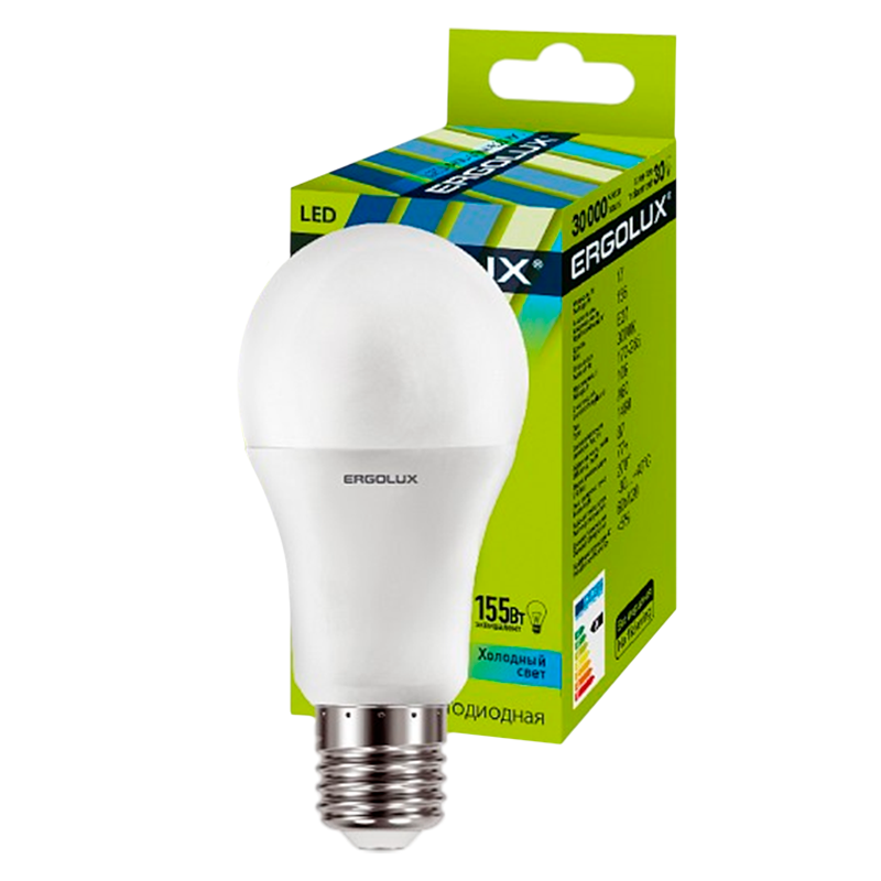Лампа светодиодная Ergolux A60 E27 17W 6500К 172-265V груша ЛОН