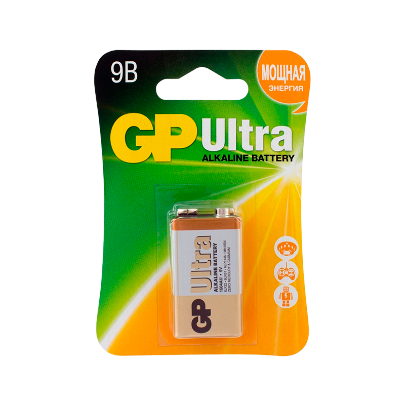 Батарейка GP ULTRA Крона 6LR61 BL1 Alkaline 9V (1/10/200)