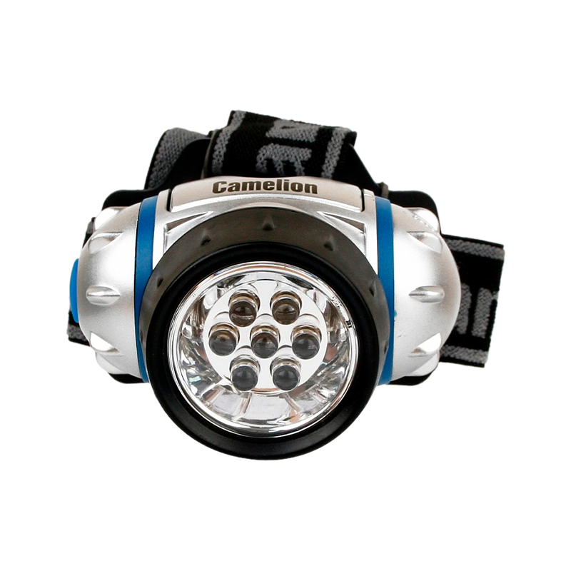 Фонарь налобный Camelion LED5310-7F3&nbsp;&nbsp; ( металлик, 7LED, 3 реж, 3XR03 в компл, пласт)