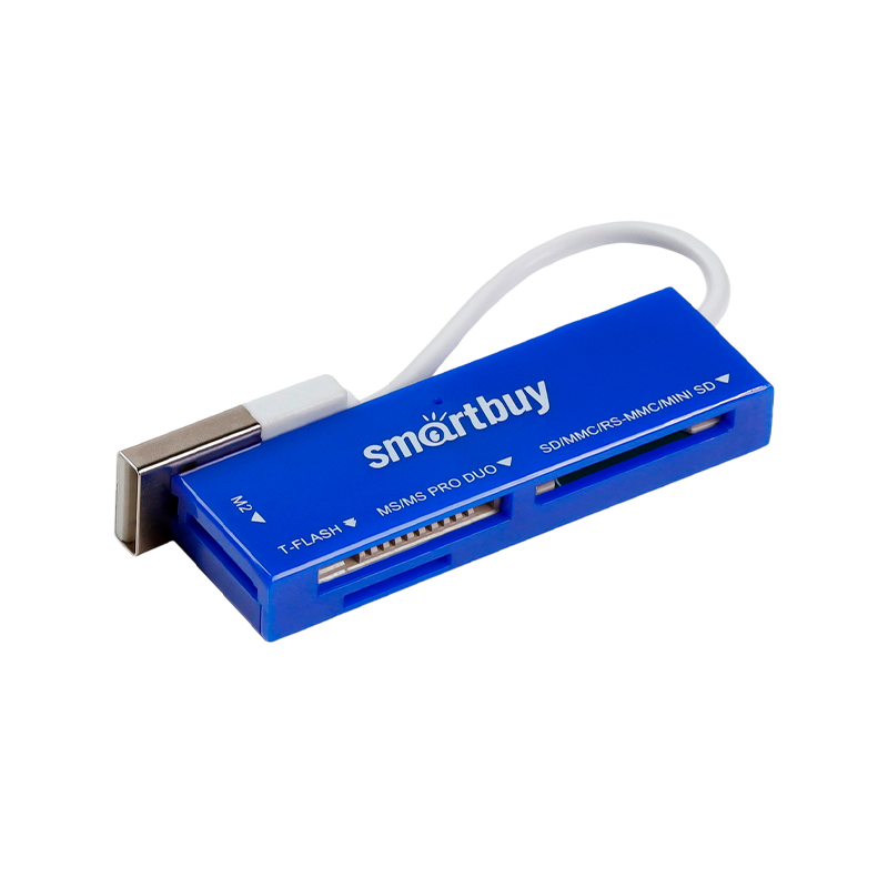 Картридер Smartbuy 717 USB2.0 SD/microSD/MS/M2 голубой