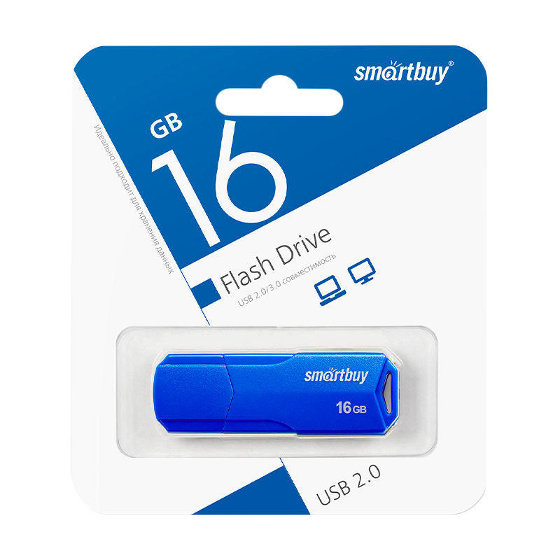 Флеш-накопитель Smartbuy Clue 16GB USB2.0 пластик синий
