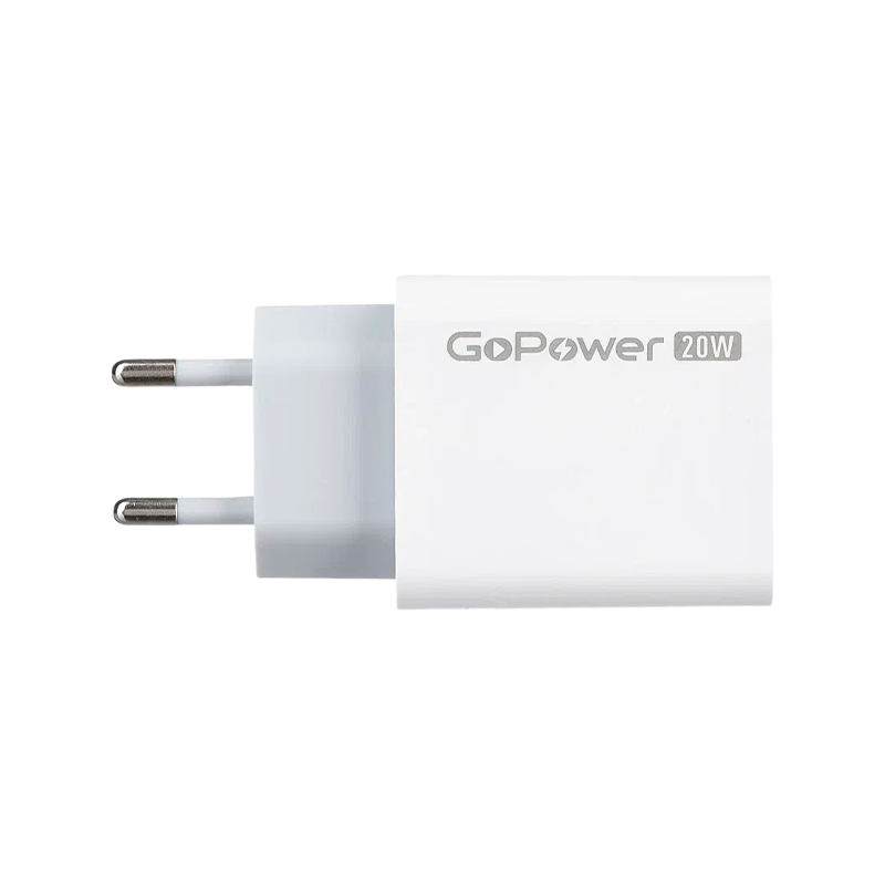 *Сетевое З/У GoPower GPQC08 1USB+1Type-C 20W QC3.0 белый