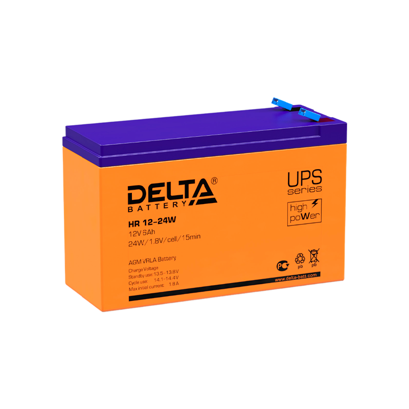 Аккумулятор свинцово-кислотный Delta HR 12-24 W 12V 6Ah (1/10)