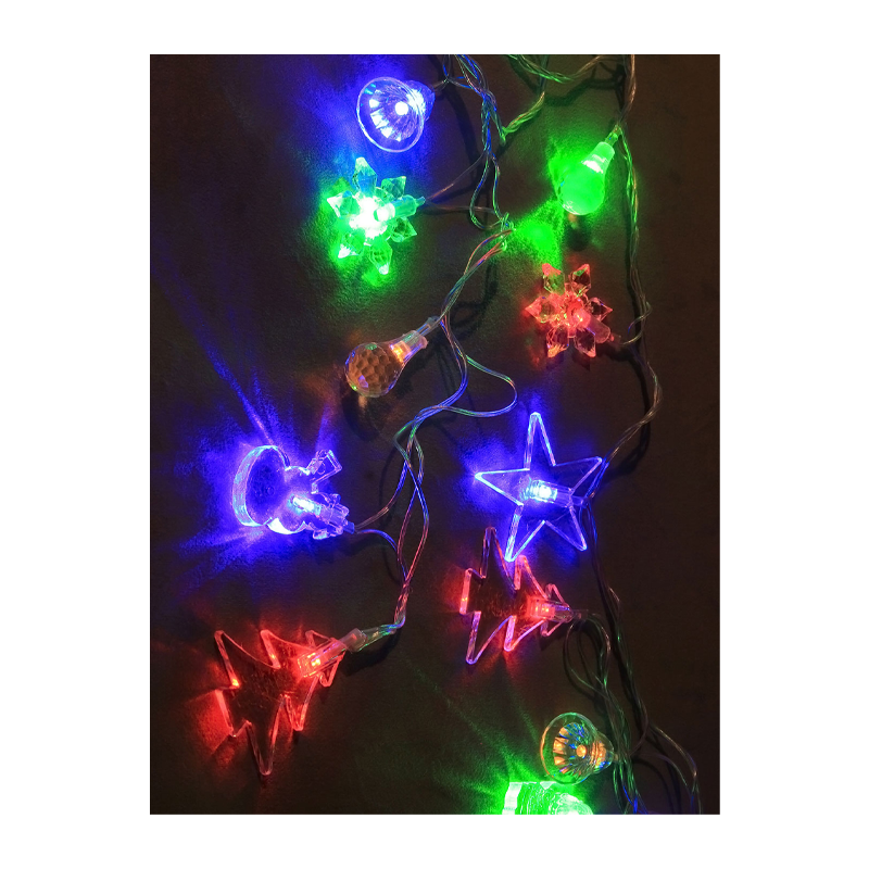 *Гирлянда Космос "Новогодние игрушки" 30LED 4.4м микс нить 8 режимов прозрачн.насадки ассорти (1/50)