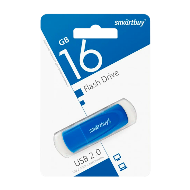 Флеш-накопитель Smartbuy Scout 16GB USB2.0 пластик синий