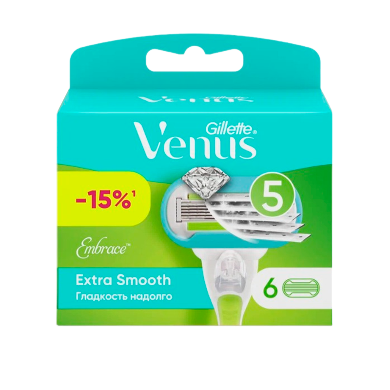 Сменные кассеты Gillette Venus EMBRACE Extra Smooth 5 лезвий 6шт. (цена за 1 шт) (6/60)