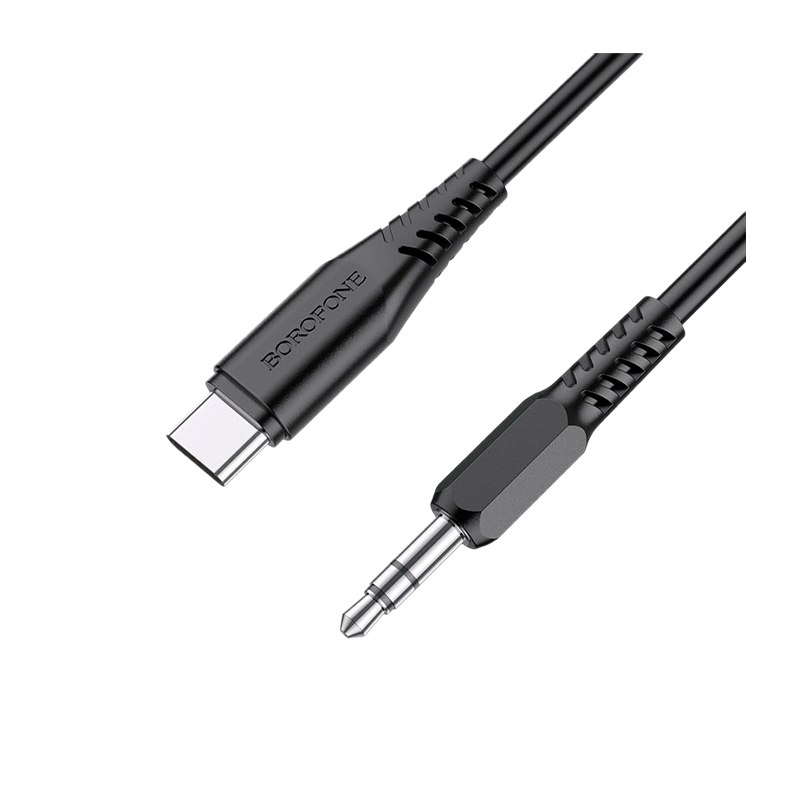 Кабель AUX Borofone BL18 Jack 3.5mm (m)-Type-C (m) 1.0м силикон черный (1/63/252)
