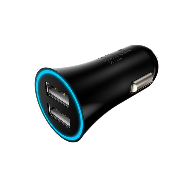 Автомобильное З/У HOCO UC204 2USB 2.4A черный (1/160)