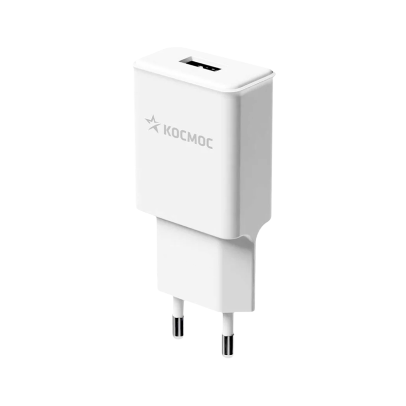 Сетевое З/У Космос USB 2.1A 12W белый (1/40/80)