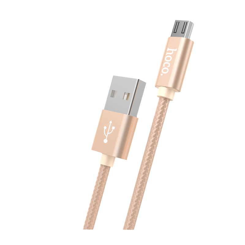 Кабель HOCO X2 USB (m)-microUSB (m) 1.0м 2.1A нейлон золотой (1/30/300)