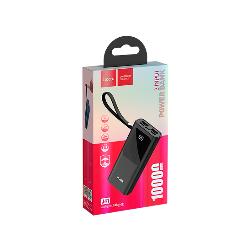 Внешний аккумулятор HOCO J41 10000mAh 2.0A 2USB/Lightning/Type-C черный (1/63)