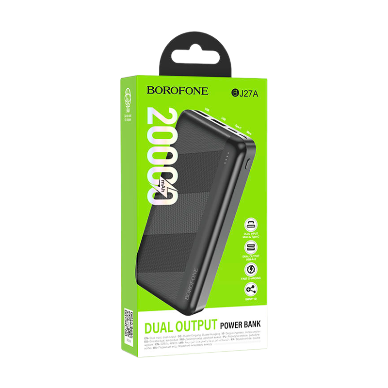 Внешний аккумулятор Borofone BJ27A Pindar 20000mAh 2.1A Micro/Type-C черный
