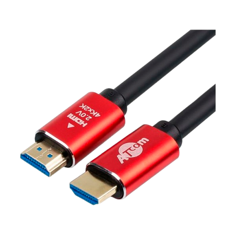 Кабель Atcom HDMI (m)-HDMI (m) 2.0м силикон ver.2.0 черный красный в пакете (1/100)