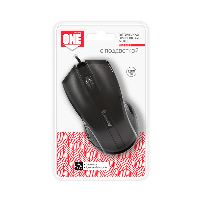 Мышь проводная Smartbuy 338 ONE классическая USB черный (1/40)