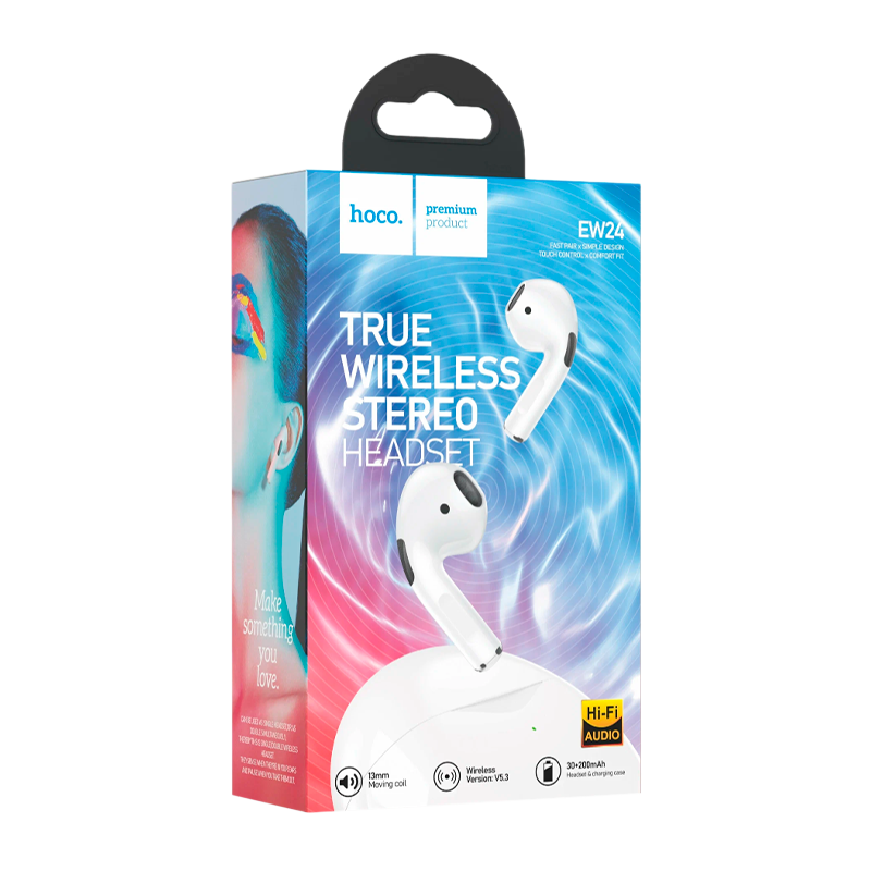 Наушники вставные HOCO EW24 bluetooth 5.3 с микр. белый (1/126)