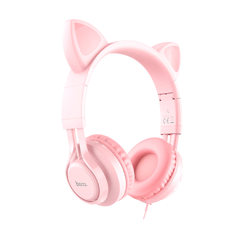 Наушники полноразмерные HOCO W36 Cat ear с микр. розовый (1/30)