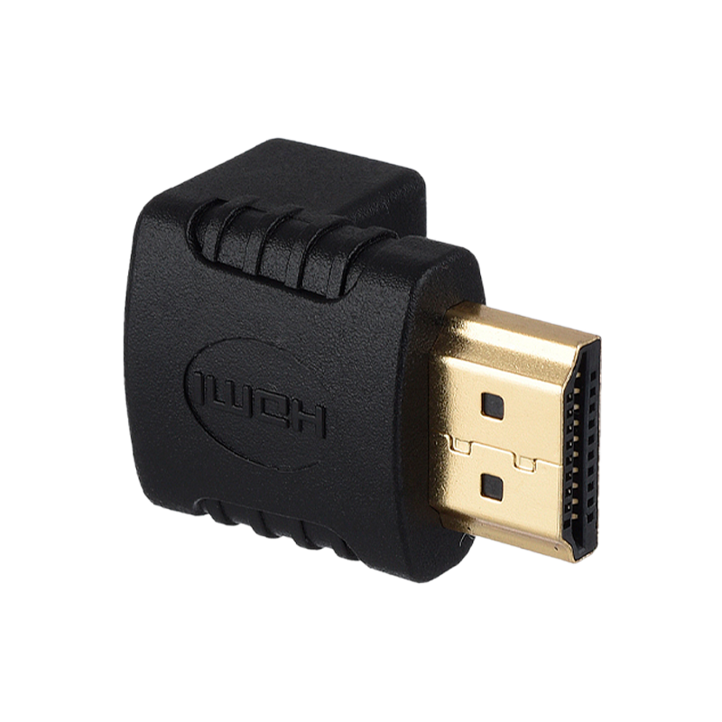 Переходник GoPower HDMI (m)-HDMI (f) угловой 4K 60Hz черный в пакете (1/500)