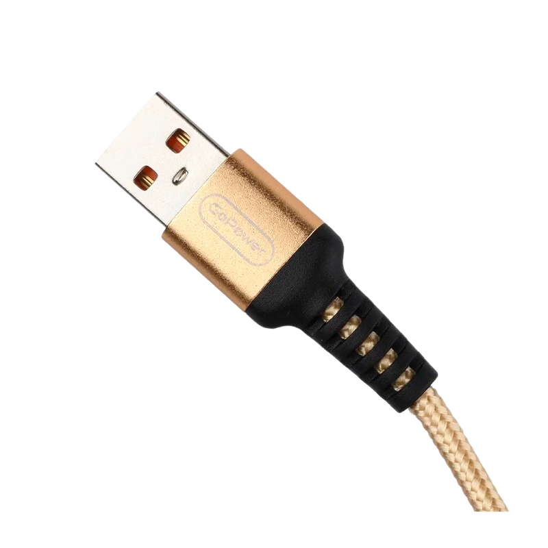 *Кабель GoPower GP02T USB (m)-Type-C (m) 1.0м 2.4A нейлон золотой (1/200/800) 