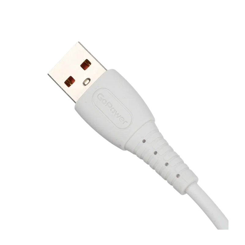 *Кабель GoPower GP07M USB (m)-microUSB (m) 2.4A силикон белый (1/200/800) 
