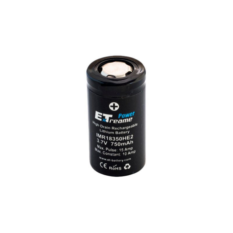 Аккумулятор ET IMR18350HE2 Deluxe Pack 2 плоский + 750mAh, Li-Ion, в пластиковом боксе на 2шт
